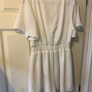 White Romper with Smocked Waist